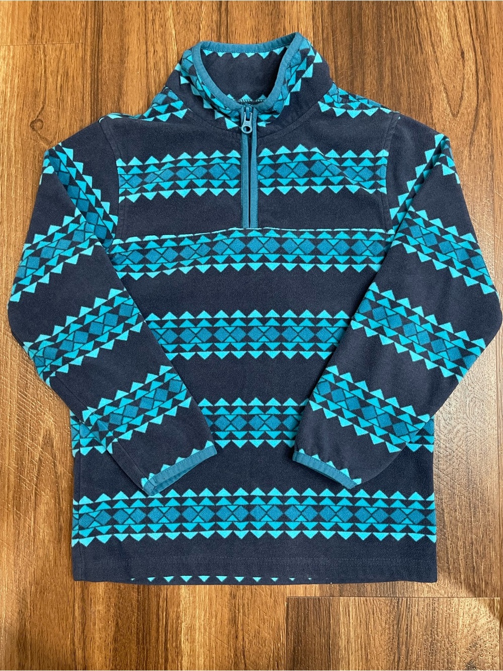 OshKosh B'Gosh 1/4 Zip Fleece Pullover Size 8 Blue Aztec Geometric